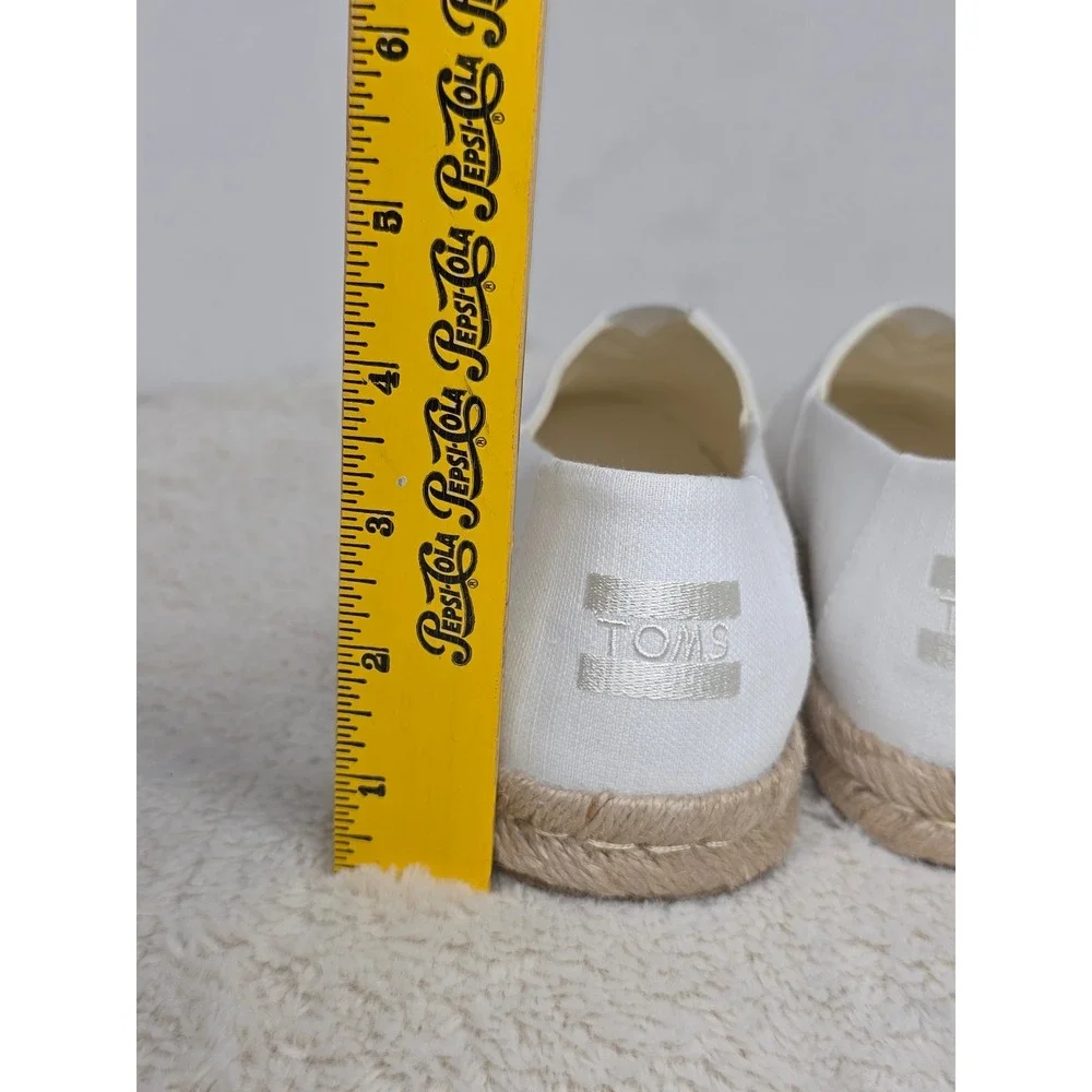 TOMS Off White Alpargata Espadrille Slip On Canvas‎ Shoes W's 10 Comfy Relaxing